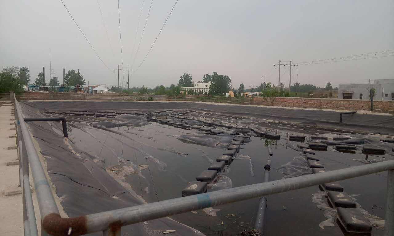 “黑膜沼液池”是由壩體、管道和HDPE膜組成的一種壩型結(jié)構(gòu)。其特點(diǎn)是:池內(nèi)儲(chǔ)水量大，污水停留時(shí)間長(zhǎng)，既可節(jié)約肥料成本，又有利于保護(hù)土地資源。